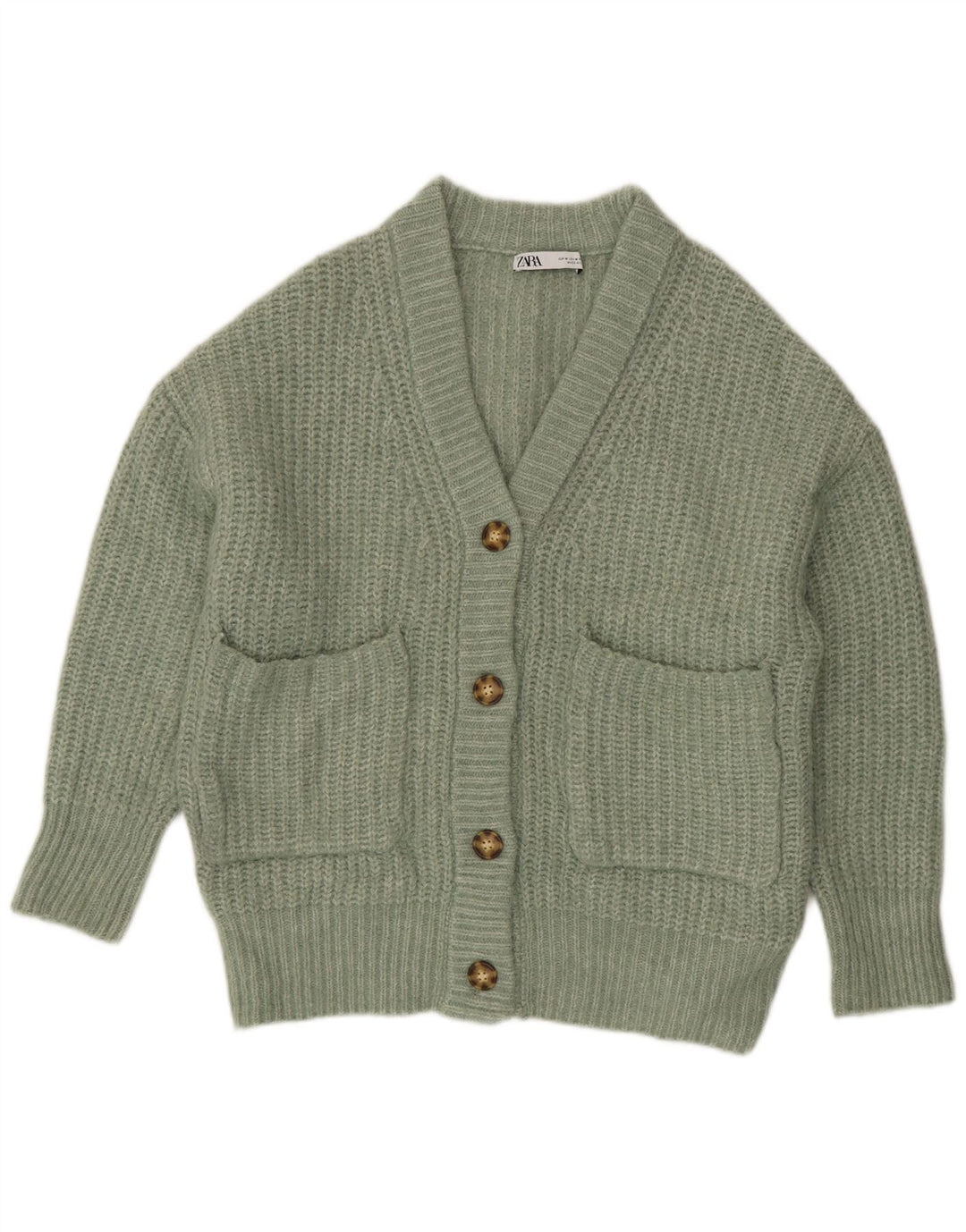 Maglione cardigan oversize da donna Zara UK 14 verde medio