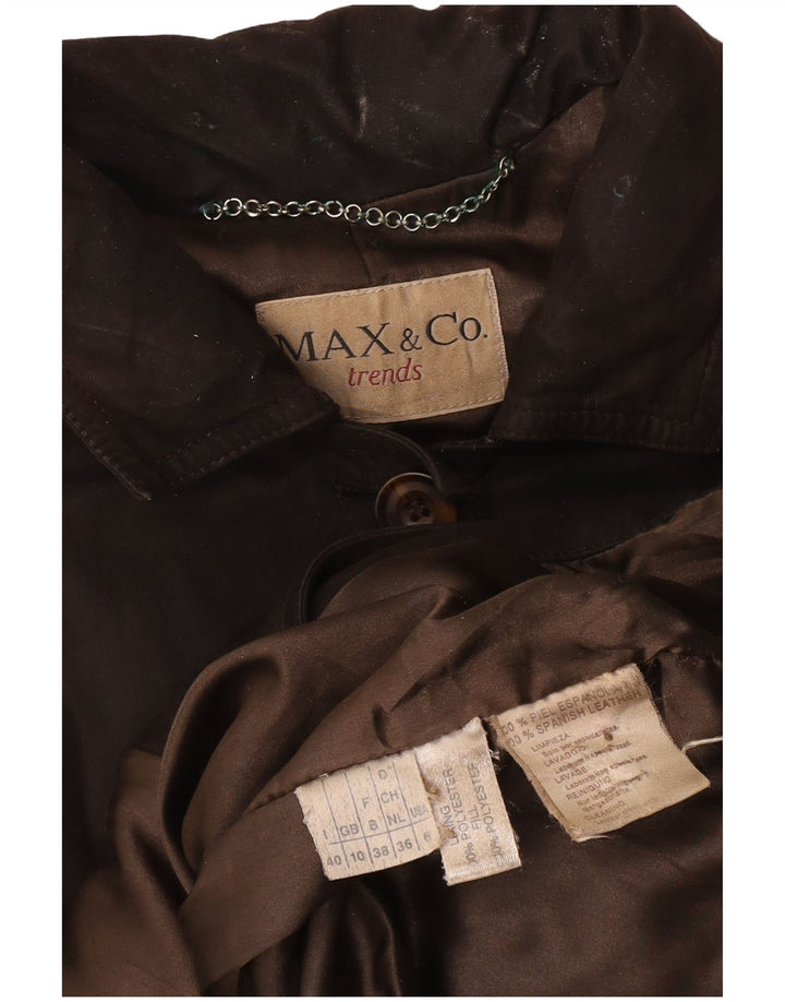Max & Co. Giacca in pelle scamosciata oversize da donna UK 10 piccola in pelle marrone