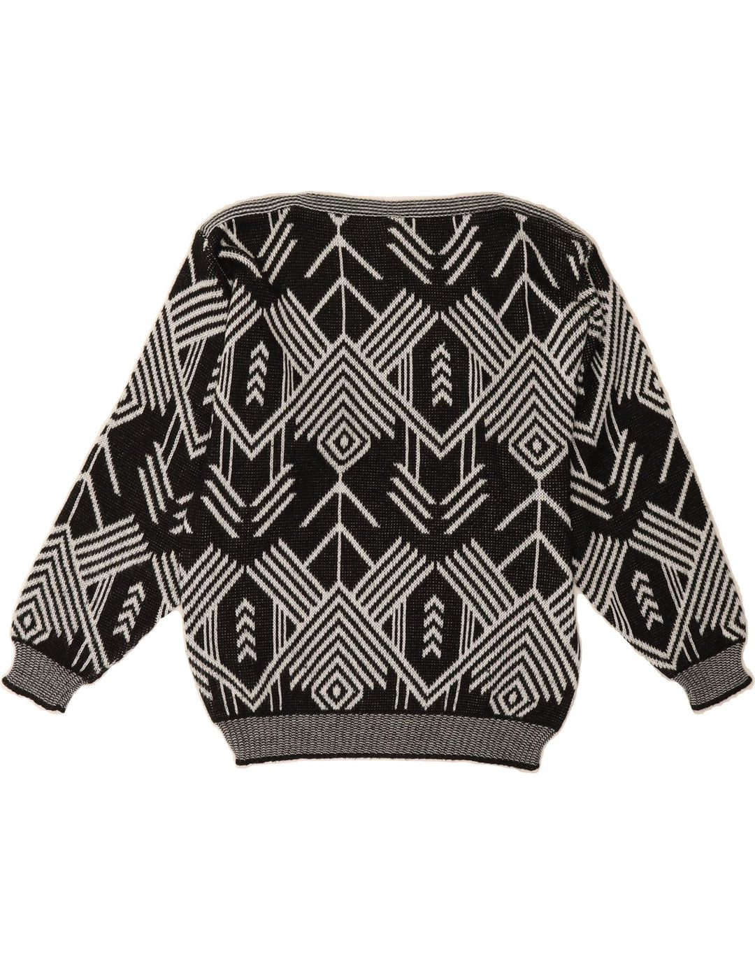 YESSICA Womens Boat Neck Jumper Sweater Size  40/42 Medium Black Geometric Vintage Yessica and Second-Hand Yessica from Messina Hembry 