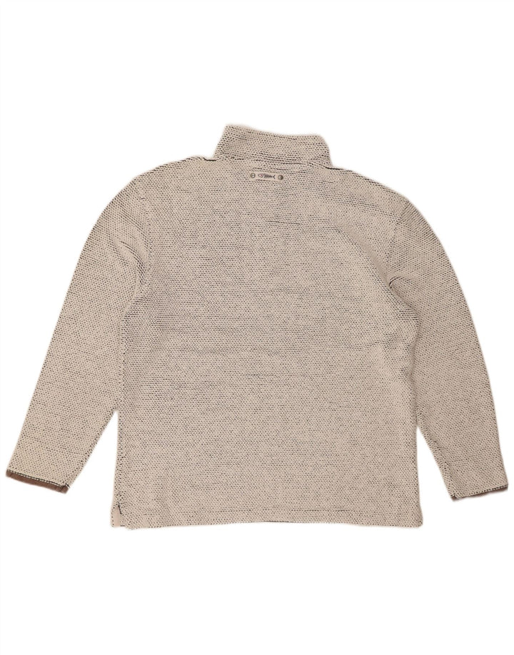 WEIRD FISH Felpa da uomo con collo con zip, maglione grande, cotone grigio
