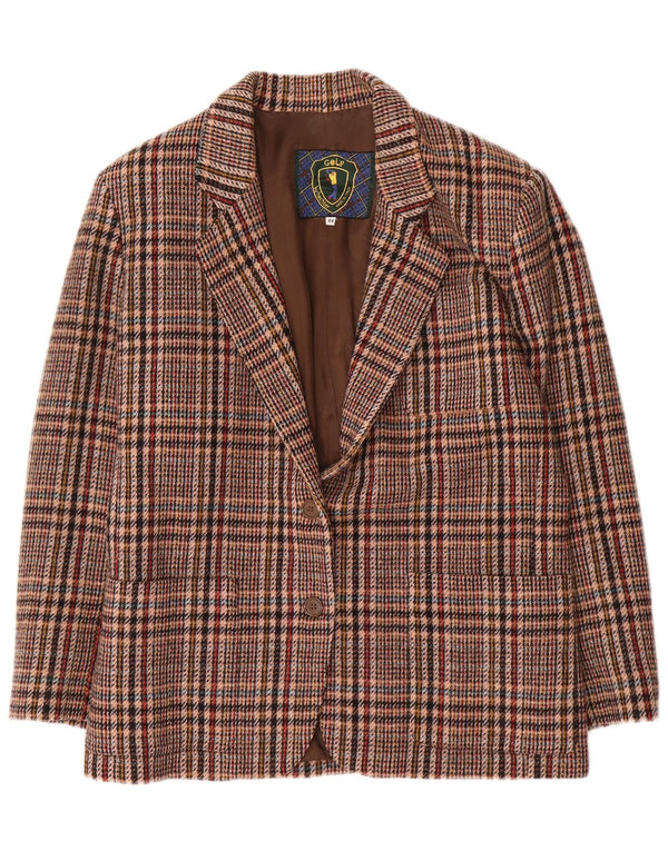 Giacca blazer vintage da donna a 2 bottoni IT 44 Lana pied de poule marrone medio