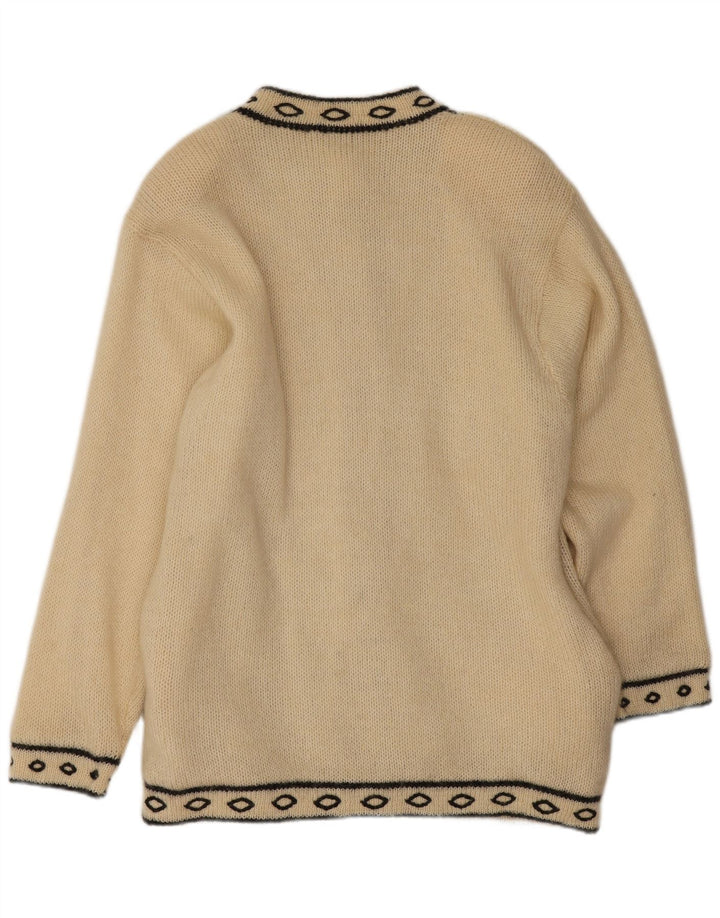 Affections Maglione cardigan lungo da donna Taglia unica Floreale bianco sporco