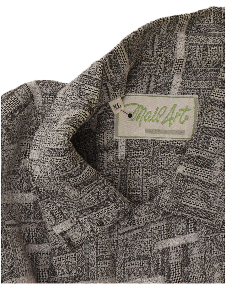Camicia vintage da uomo a maniche corte XL grigia con motivi cachemire