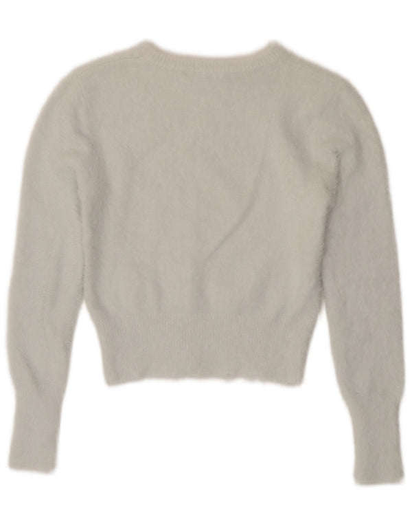 Maglione corto con scollo a barca da donna Zara UK 12 nylon bianco medio