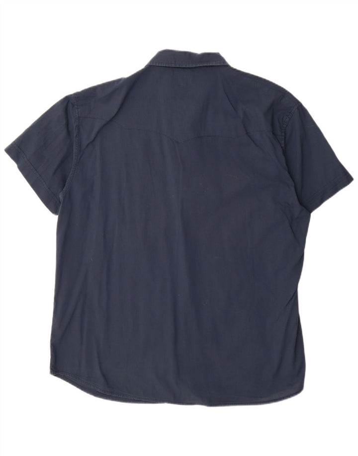 Camicia Wrangler da uomo a maniche corte vestibilità regolare 2XL cotone blu navy
