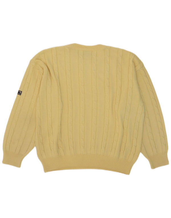 Maglione da uomo a girocollo Navigare, grande, in lana merino gialla