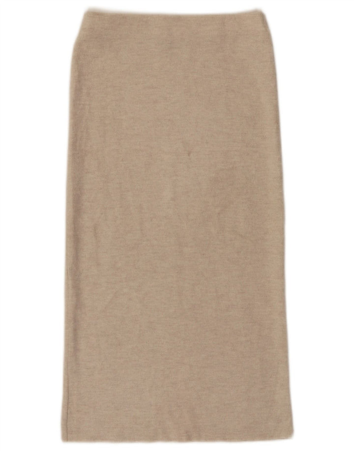 Gonna midi a vita alta da donna Zara piccola W26 poliestere beige