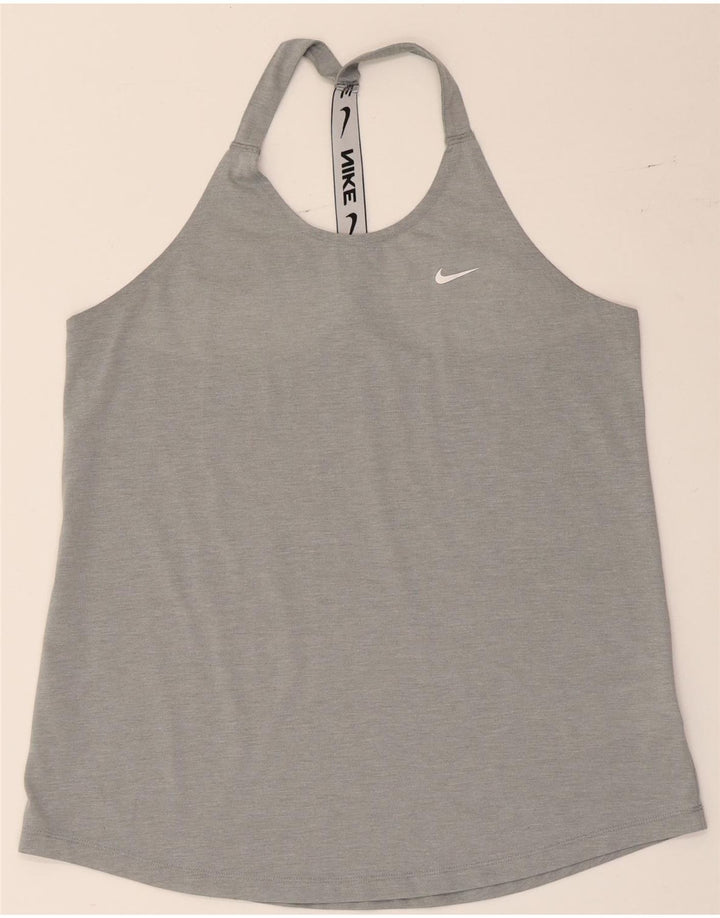 Canotta grafica Nike Dri Fit da donna UK 14 grande poliestere grigio