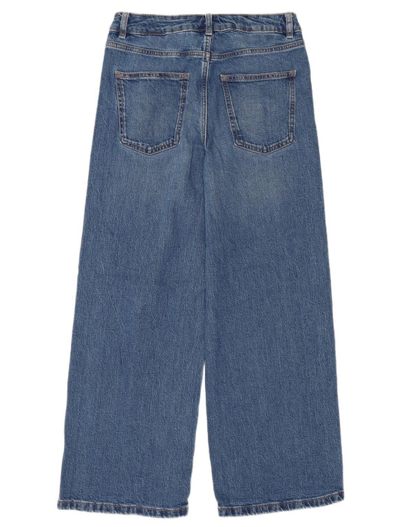 Jeans Marks & Spencer da donna a vita alta a gamba larga UK 10 piccoli W27 L28 blu
