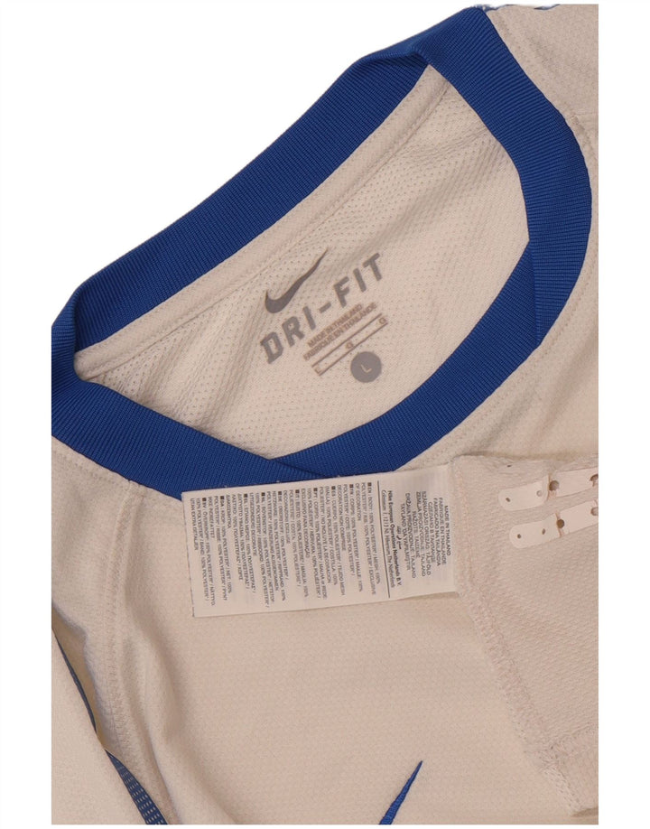 Maglia Nike Dri Fit da uomo a maniche lunghe, grande, in poliestere color block bianco