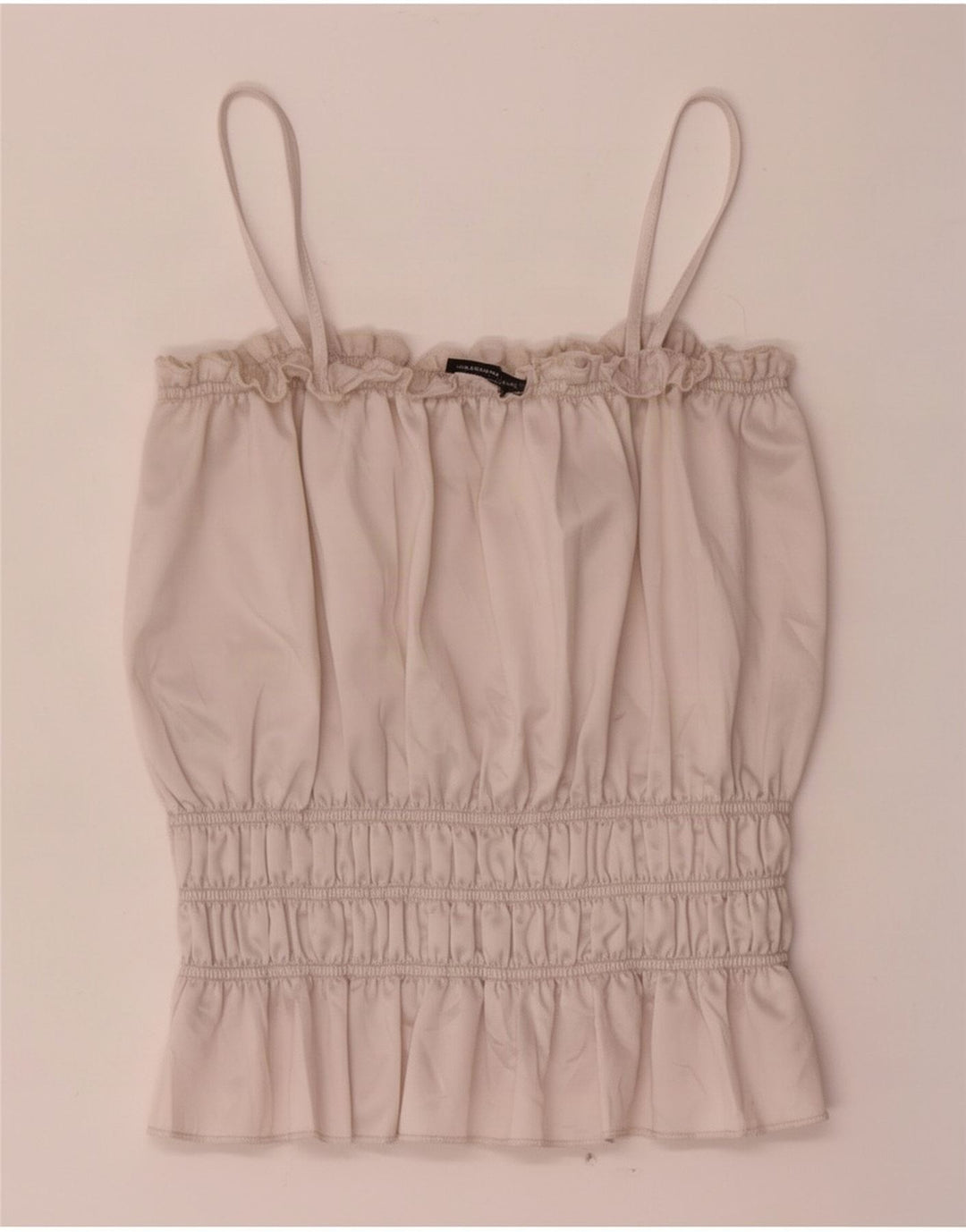 Canotta corta da donna Zara UK 12 Poliestere beige medio
