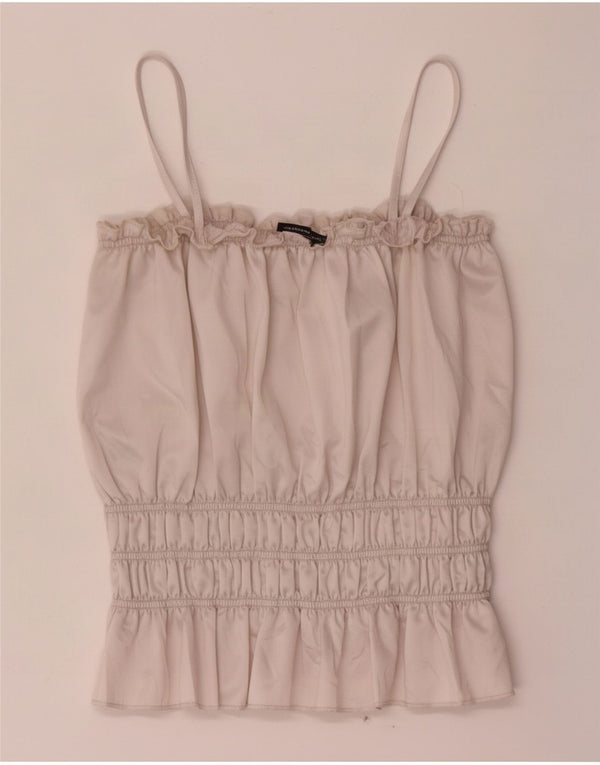 Canotta corta da donna Zara UK 12 Poliestere beige medio