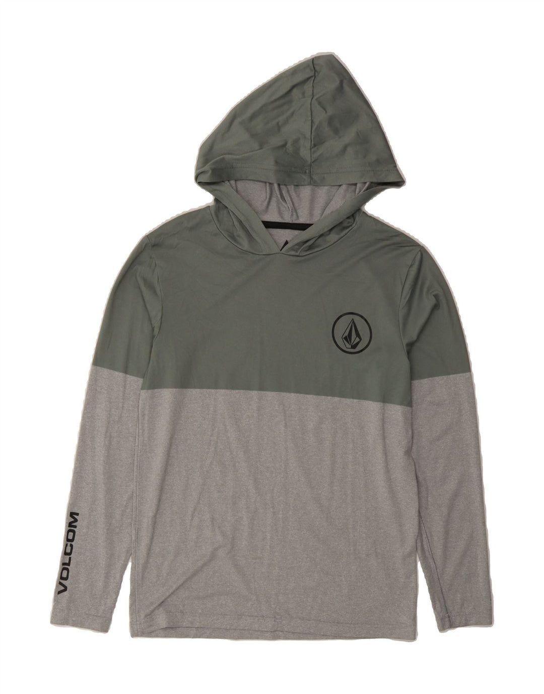 VOLCOM Mens Hooded Graphic Top Long Sleeve XS Grey Colourblock Nylon Vintage Volcom and Second-Hand Volcom from Messina Hembry 