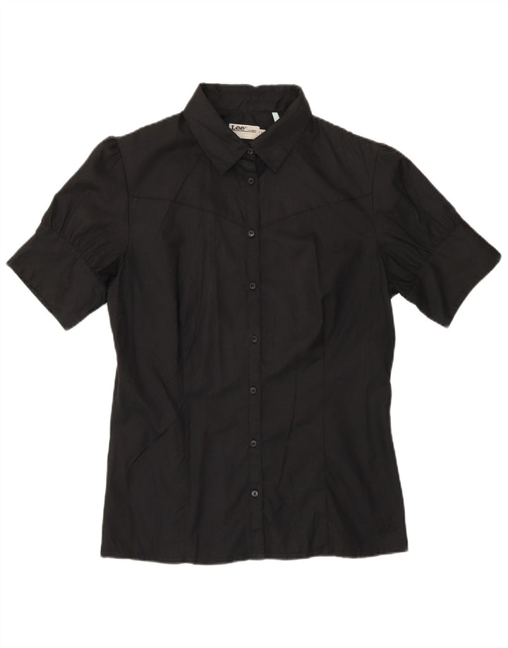 Camicia a maniche corte da donna Lee UK 14 cotone nero medio