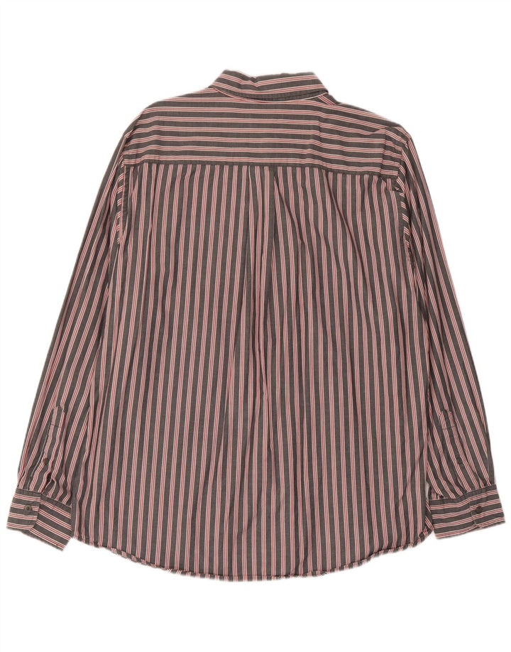 Camicia da uomo Chaps grande in cotone a righe grigie