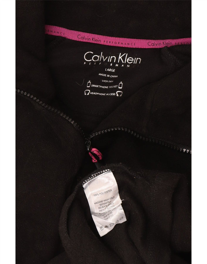 Giacca in pile grafica da donna Calvin Klein UK 16 grande poliestere nero