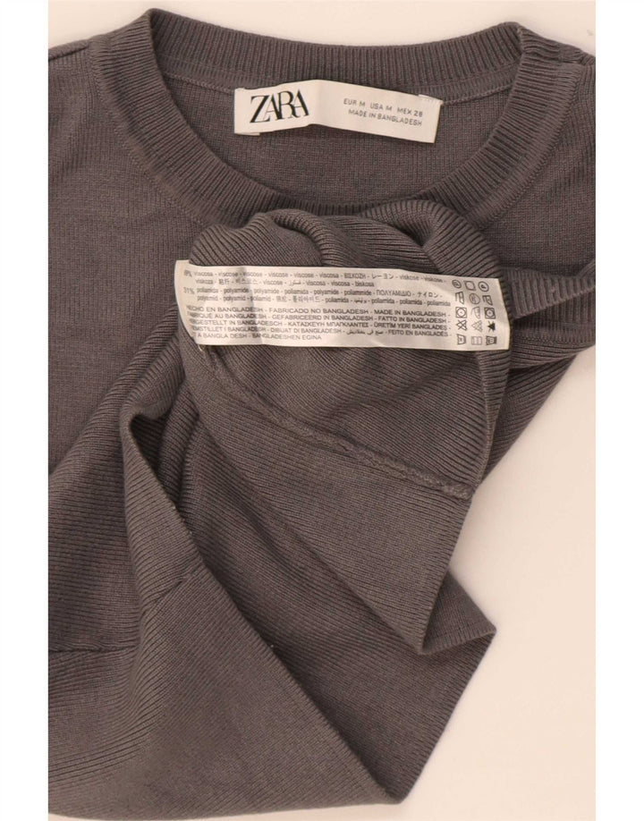 Canotta corta da donna Zara UK 12 Viscosa grigio medio