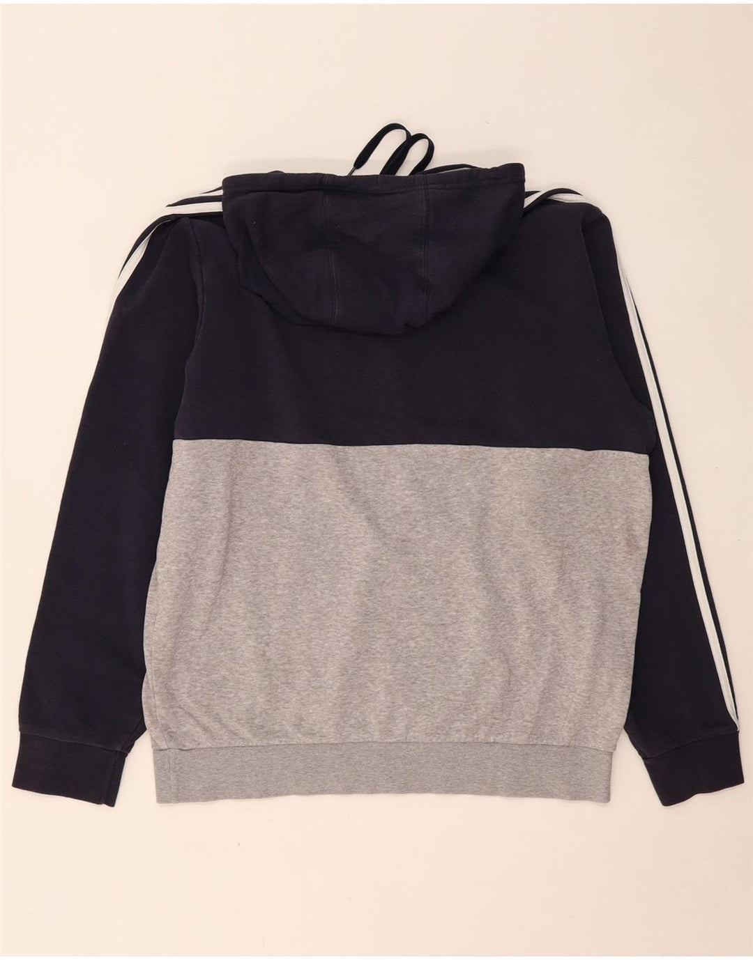 Maglione con cappuccio grafico da uomo ADIDAS grande in cotone color block grigio