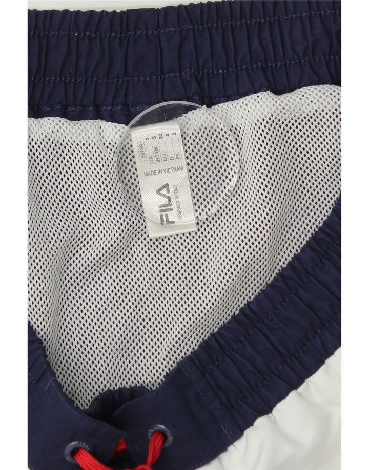 Pantaloncini da bagno da uomo Fila Small blu navy in poliestere color block