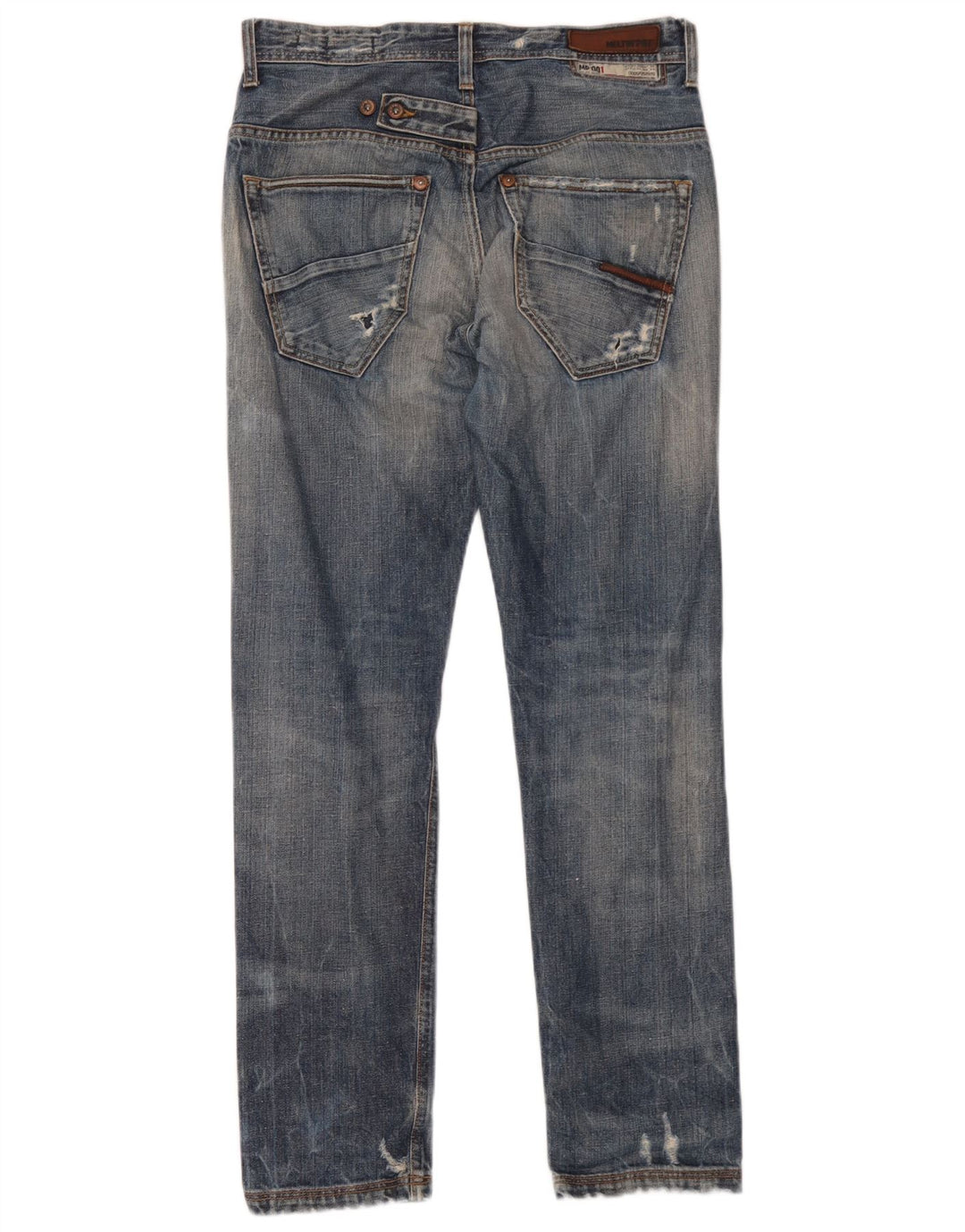 Jeans slim invecchiati da uomo Meltin' Pot W28 L32 in cotone blu