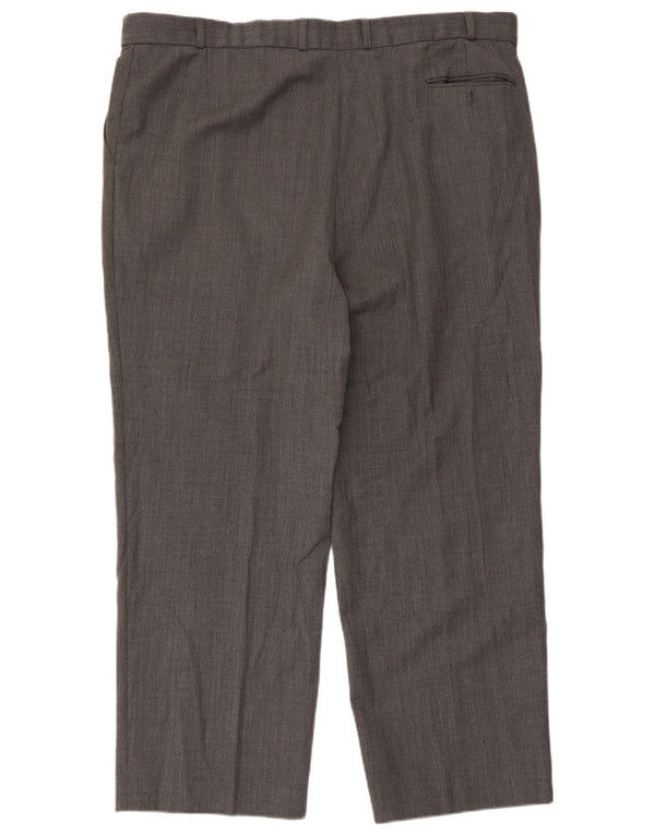 Pantaloni da abito dritti da uomo Marks & Spencer W42 L29 Poliestere a righe grigie