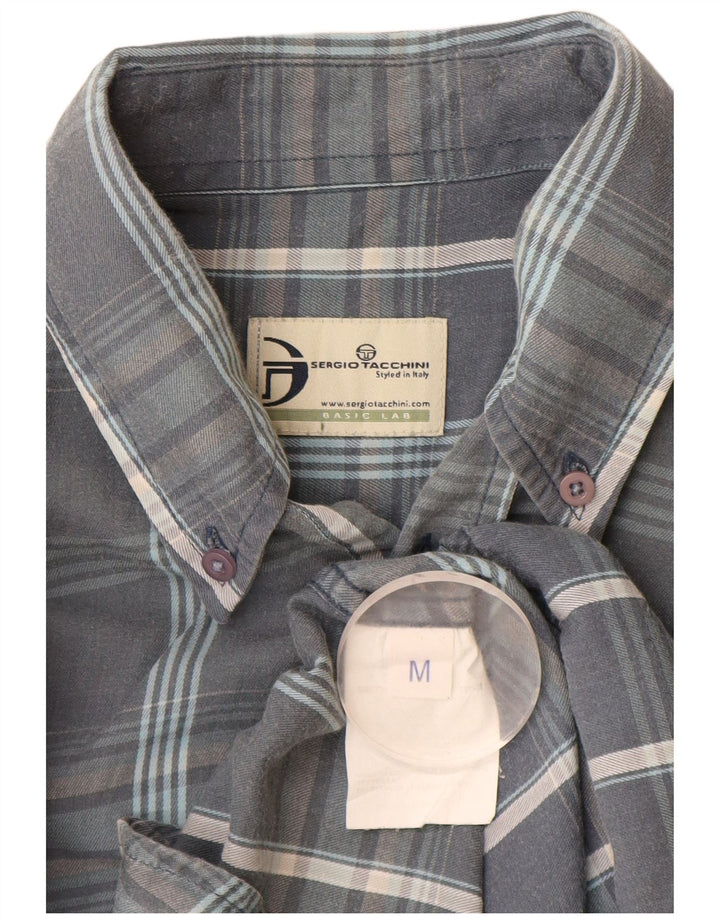 Camicia a quadri da uomo Sergio Tacchini in cotone a quadri grigio medio