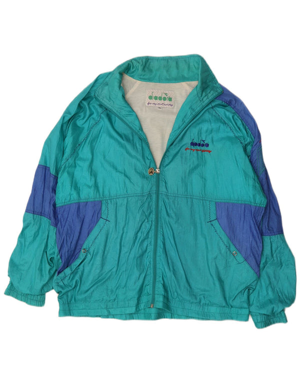 Giacca da tuta da uomo Diadora XL Turchese Colourblock in poliammide