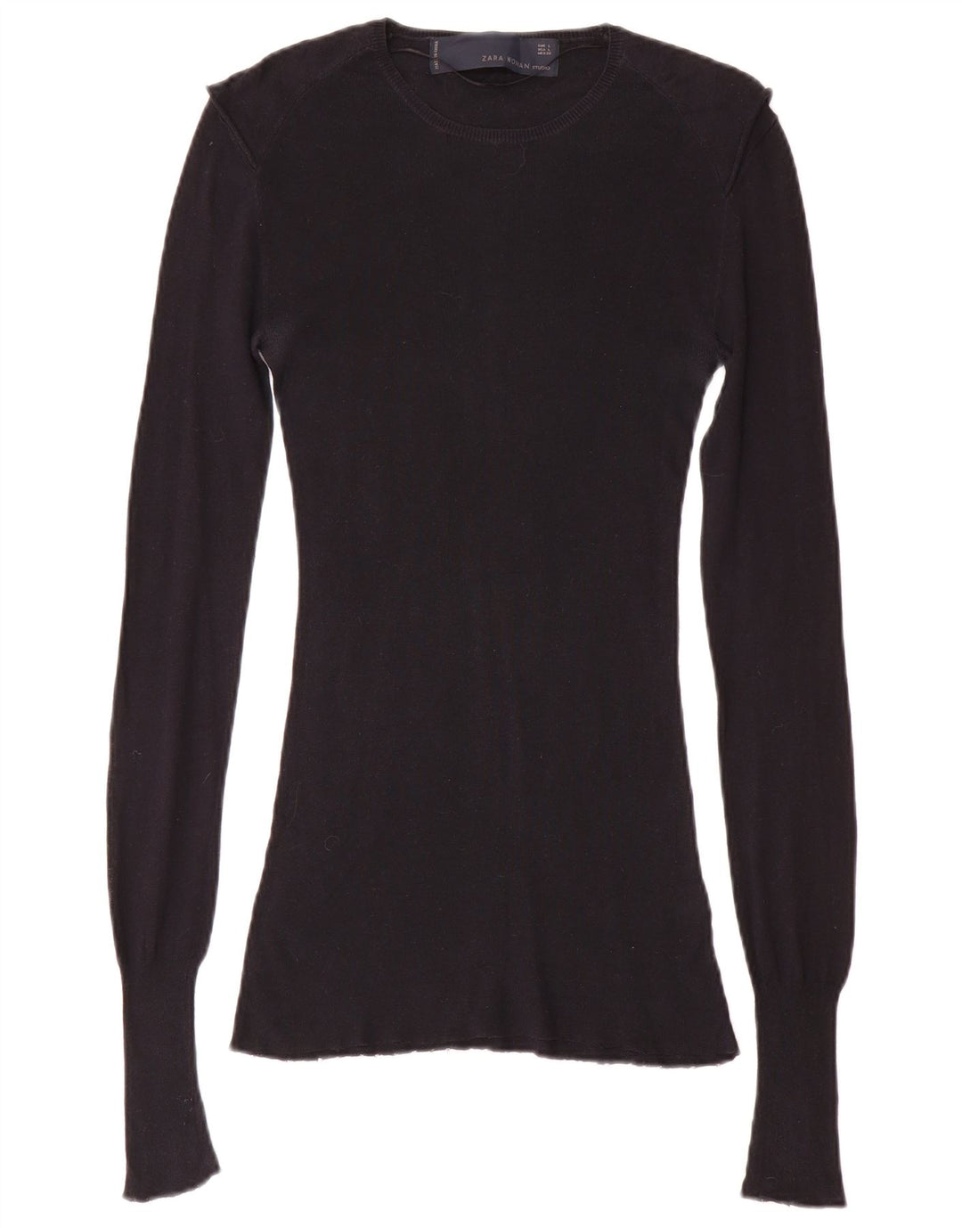 Top Zara da donna a maniche lunghe UK 14 grande cotone nero
