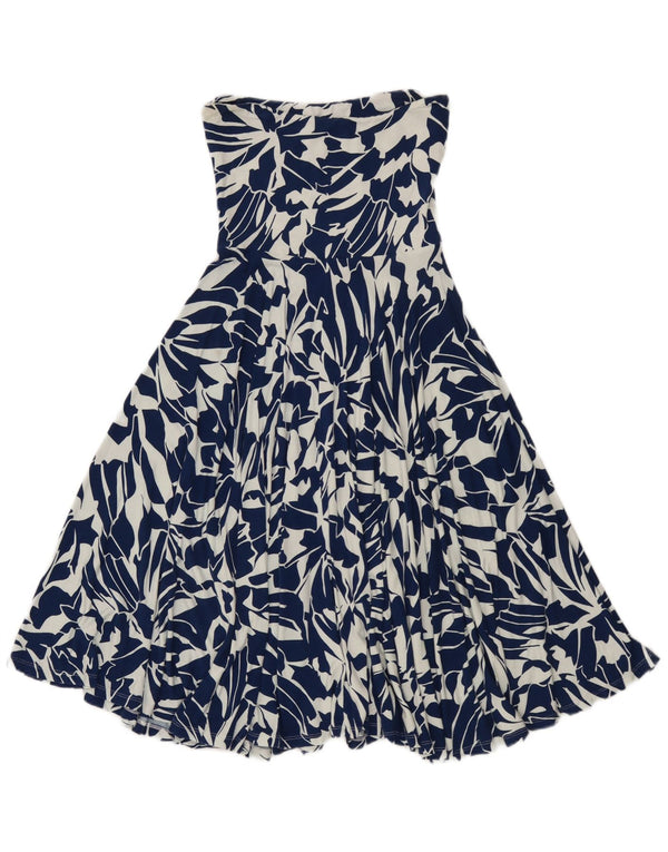 Abito senza spalline da donna in velluto menta UK 8 Piccola viscosa floreale blu