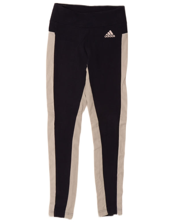 Leggings grafici da donna Adidas UK 4 XS color block blu navy