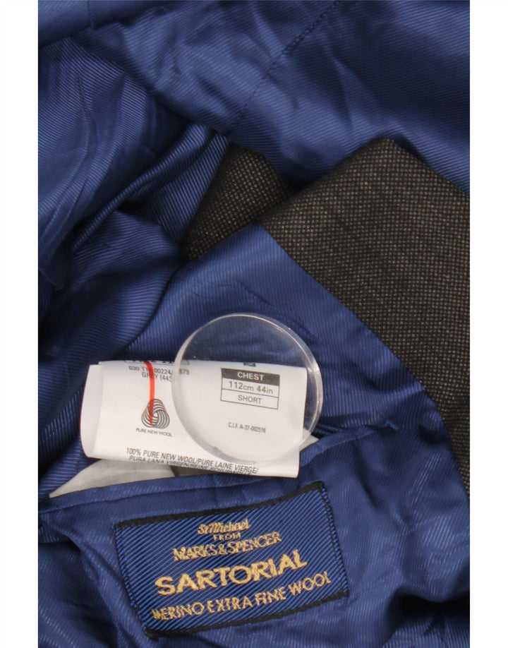 Giacca blazer a 2 bottoni Marks & Spencer da uomo UK 44 2XL lana grigia