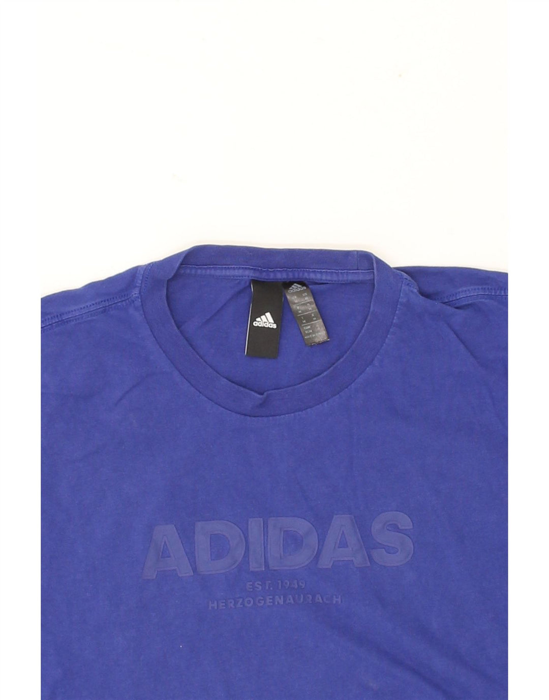 ADIDAS Mens Graphic T-Shirt Top Medium Blue Cotton Vintage Adidas and Second-Hand Adidas from Messina Hembry 