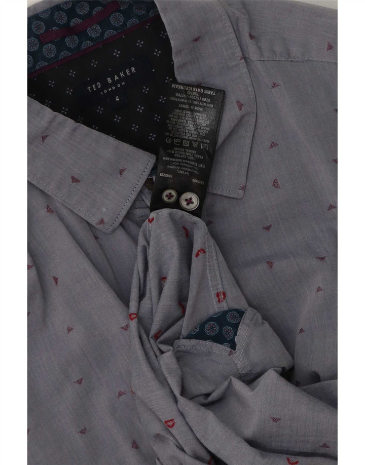 Ted Baker Camicia da uomo con motivo astratto taglia 4 grande cotone grigio