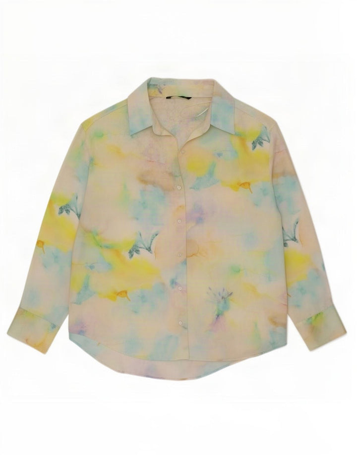Camicia da donna Zara UK 16 grande poliestere tie-dye multicolore