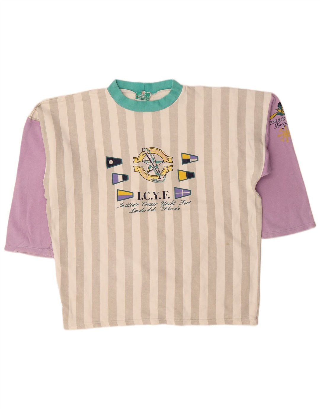 Top grafico da donna Endurance manica lunga UK 18 XL a righe multicolore