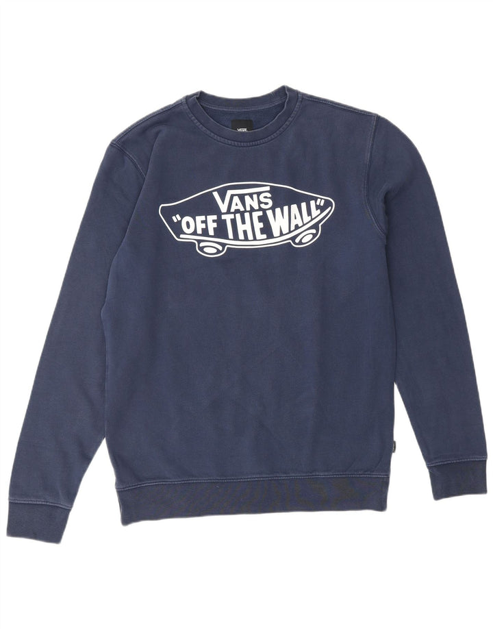 Felpa con grafica da uomo VANS, piccola, in cotone blu navy