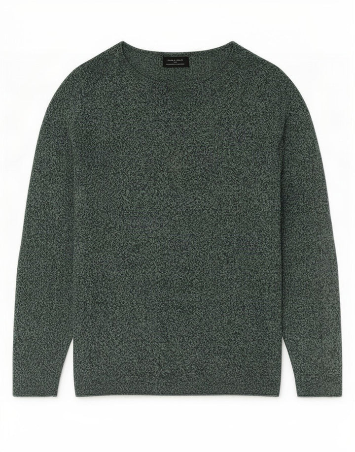 Maglione Zara da uomo con collo a bottoni verde medio screziato