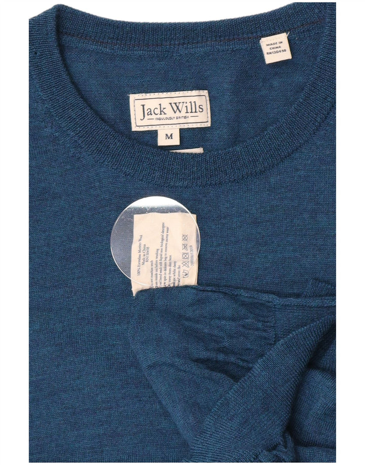 Maglione maglione girocollo da uomo Jack Wills blu medio in lana merino