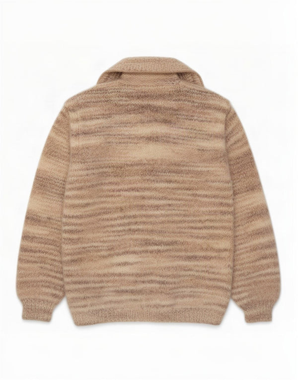 Vintage Womens Cardigan Sweater UK 14 Medium Beige Striped