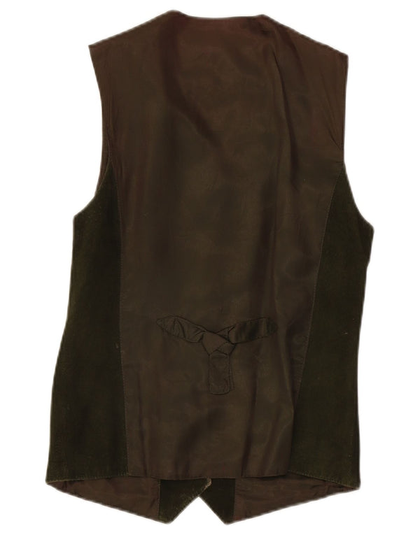 Gilet in pelle scamosciata da donna Mouton Blanc UK 10 piccolo in pelle verde