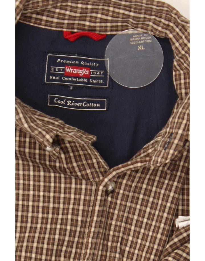 Camicia da uomo Wrangler XL in cotone a quadri marrone