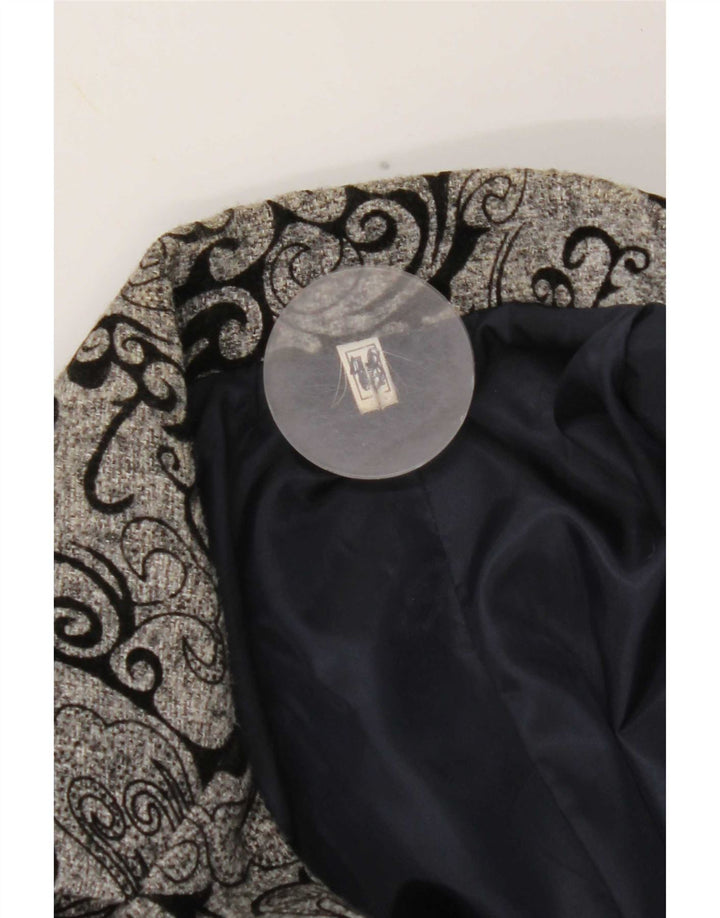 Giacca blazer vintage da donna a 3 bottoni IT 48 XL Grigio Paisley