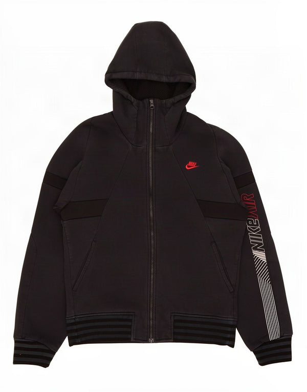 Felpa con cappuccio e zip grafica Nike da uomo UK 36/38 Small Black Colourblock