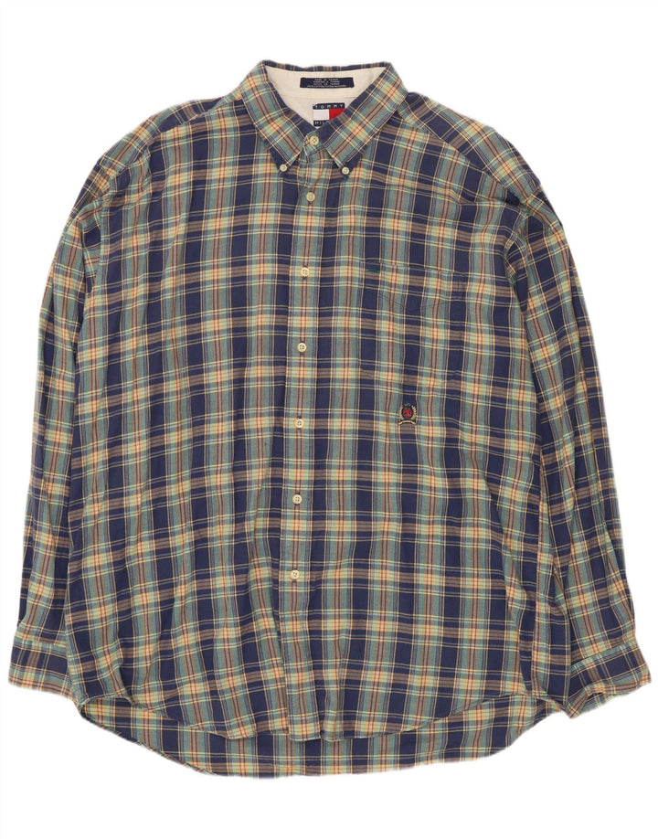 Camicia da uomo Tommy Hilfiger XL in cotone a quadri blu