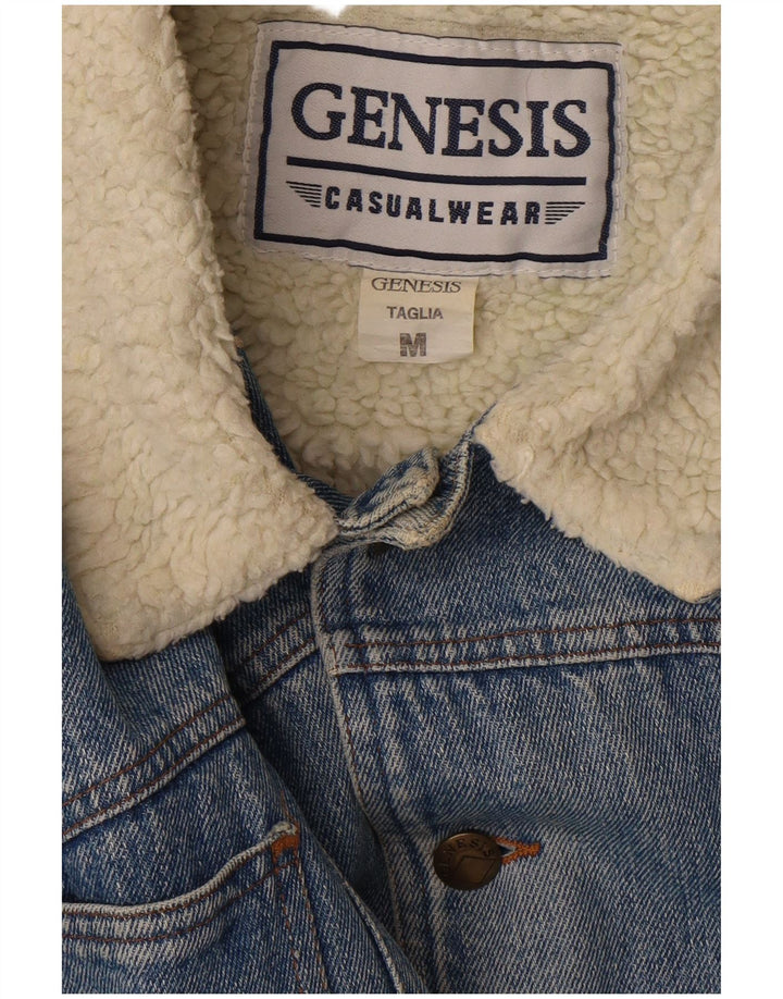 Giacca di jeans Sherpa vintage da uomo blu medio