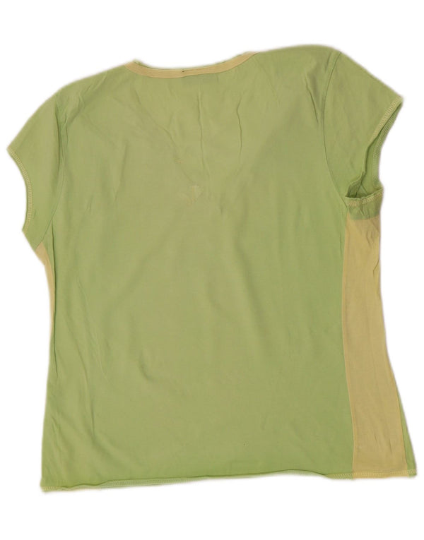 T-shirt grafica da donna Wrangler Top UK 14 grande cotone color block verde