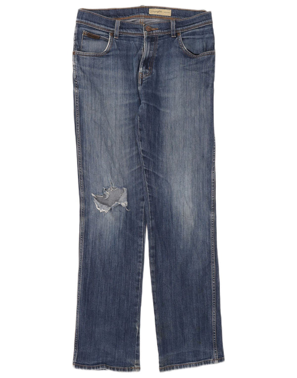 Jeans dritti effetto vissuto elasticizzati Texas da donna Wrangler W32 L32 cotone blu