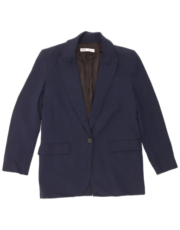 Giacca blazer da donna con vestibilità ampia e lunga di Zara UK 6 XS blu navy