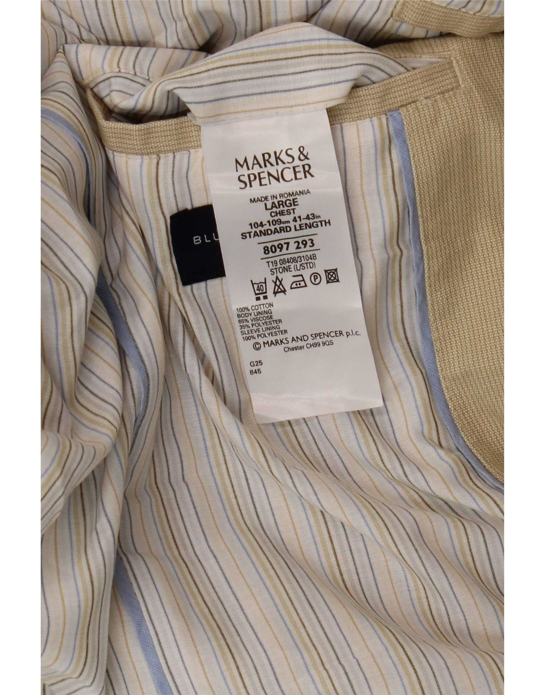 Giacca blazer a 3 bottoni Marks & Spencer da uomo blu Harbour UK 40 grande beige