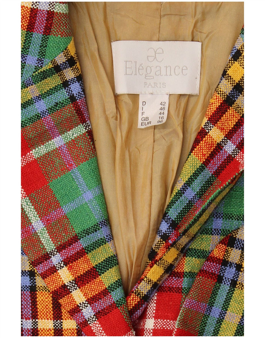 Giacca blazer da donna Elegance Paris UK 16 grande quadretto multicolore